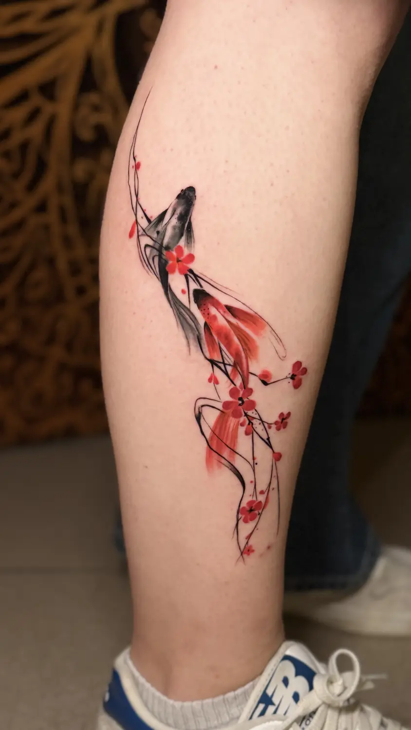 Skin & Art Tattoo – 2 Fische und Blumen Tattoo